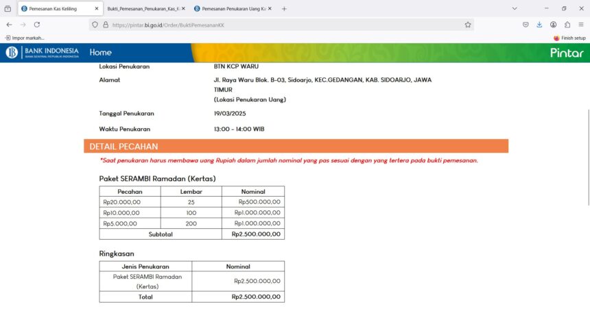 Tampilan situs pintar BI jika berhasil masuk ke website./ Foto : X