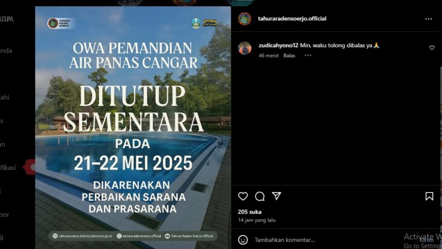 Tangkapan layar IG Tahura R Soerjo / Foto : capture IG