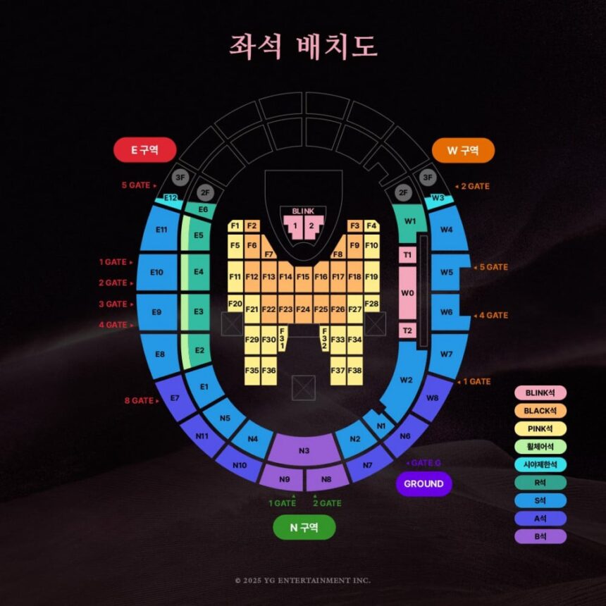 Denah kursi penonton Blackpink Deadline World Tour 2025 di Korea / Foto : llkpop