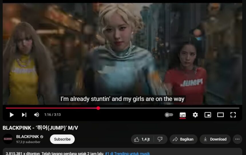 Tangkapan layar MV JUMP milik BLACKPINK / Foto : youtube