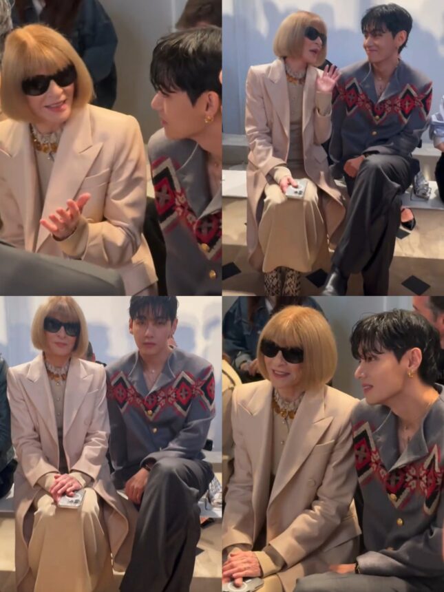 Kim Taehyung duduk bersama Pimred Vogue Anna Wintour / Foto : X  