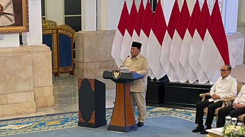 Presiden Prabowo Subianto ketika meresmikan logo HUT RI 80 / Foto : capture RRI