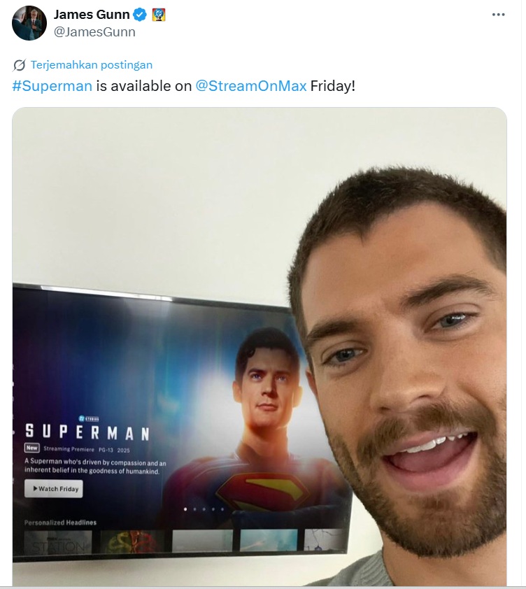 Tangkapan layar postingan James Gunn di X / Foto: X