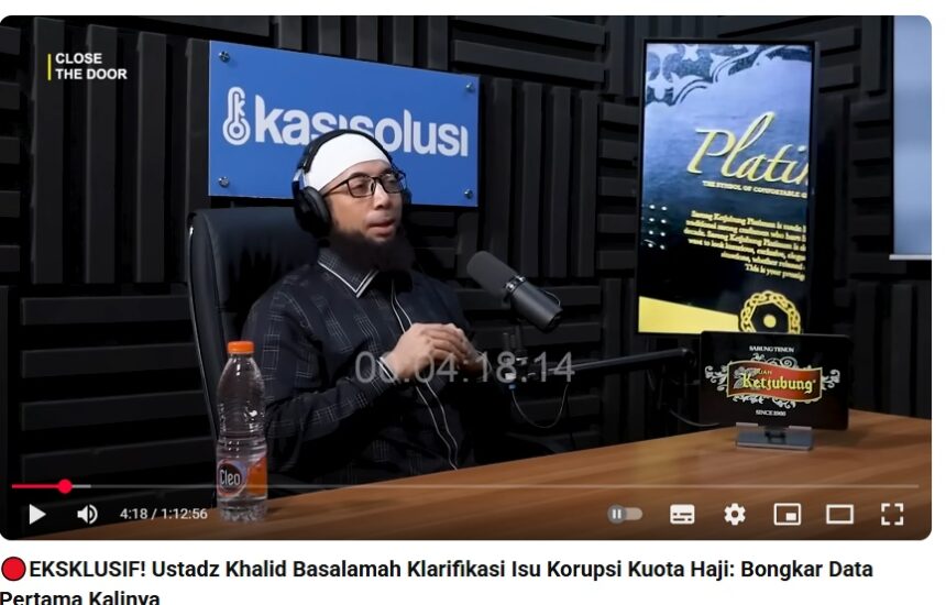 Tangkapan layar saat Khalid Basalamah tampil di podcas Kasisolusi / Foto: youtube