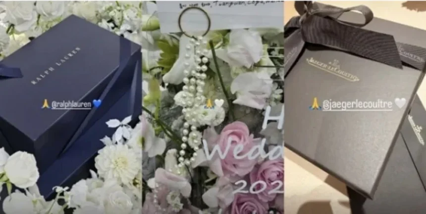 Postingan hadiah untuk pasangan Kim Woo Bin dan Shin Min Ah/ Foto: capture Allkpop