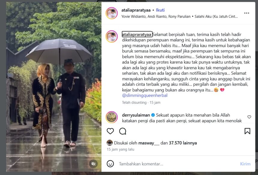 Tangkapan layar postingan Atalia  Praratya di Instagram/ Foto: Instagram