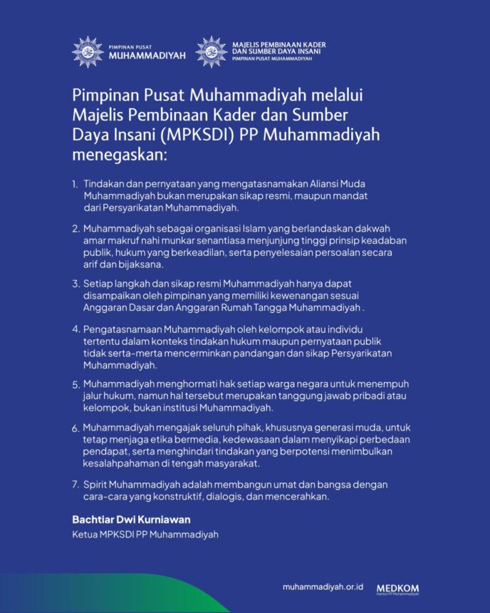 Rilis MPKSDI PP Muhammadiyah / Foto: X