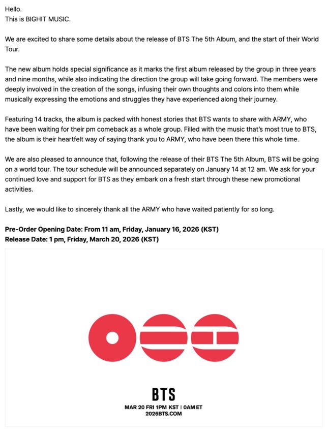Rilis dari BigHit tentang rencana album BTS/ Foto: X