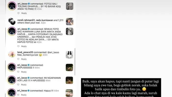 Tangkapan layar postingan Dearly Djoshua/ Foto: Ist