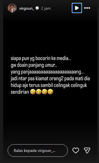 Tangkapan layar instagram story milik Virgoun / Foto: instagram