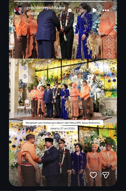 Tangkapan layar postingan story IG Presiden Prabowo/ Foto: Instagram