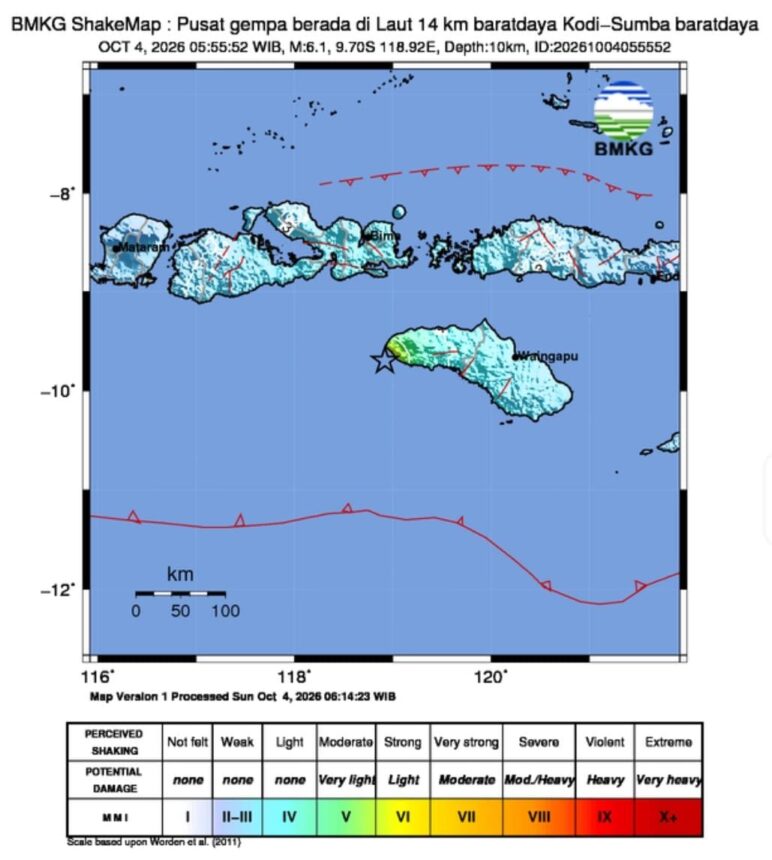 Titik gempa di NTT/ Foto: BMKG