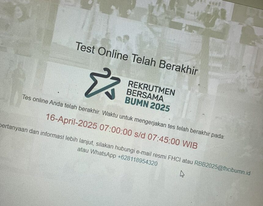 Tes Online Rekrutmen Bersama BUMN 2025 diriuhkan peserta / Foto : X