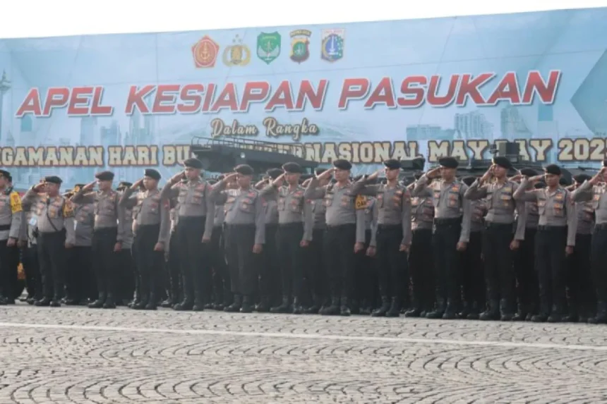 Apel kesiapan pengamanan hari buruh oleh Polda Metro Jaya / Foto : capture ANTARA