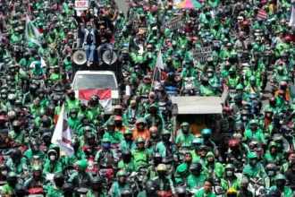 Ilustrasi Demonstrasi Ojek Online/istimewa