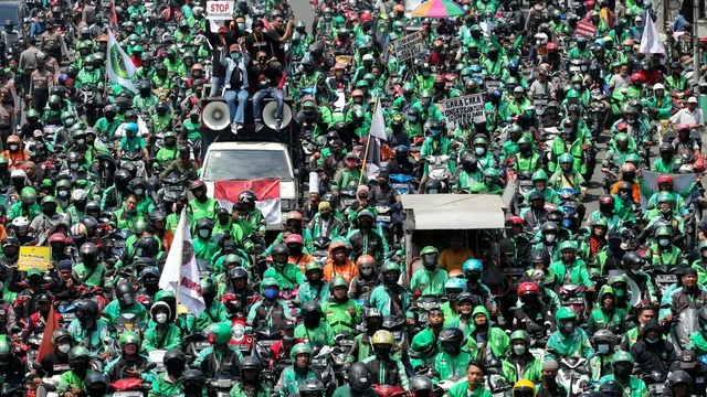 Ilustrasi Demonstrasi Ojek Online/istimewa