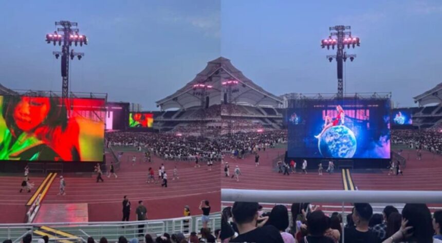 Layar yang menutupi penontn kursi N3 di konser Blackpink Worldtour 2025 di stadion Goyang / Foto : llkpop