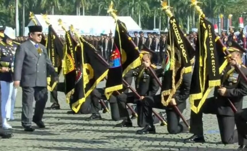 Presiden Prabowo menghadiri HUT Bhayangkara 79 di Monas / Foto : capture ANTARA