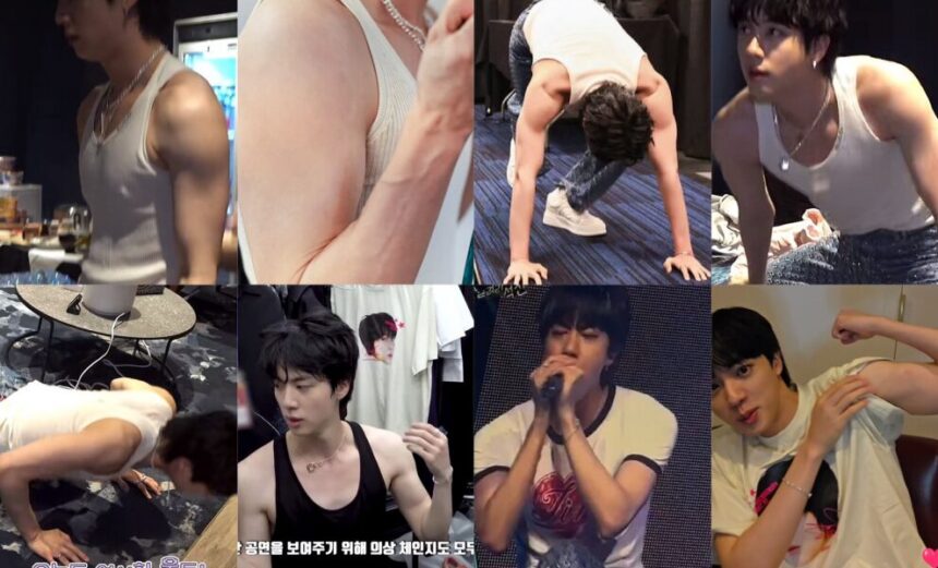 JIn BTS dengan lengannya yang kekar / Foto : llkpop