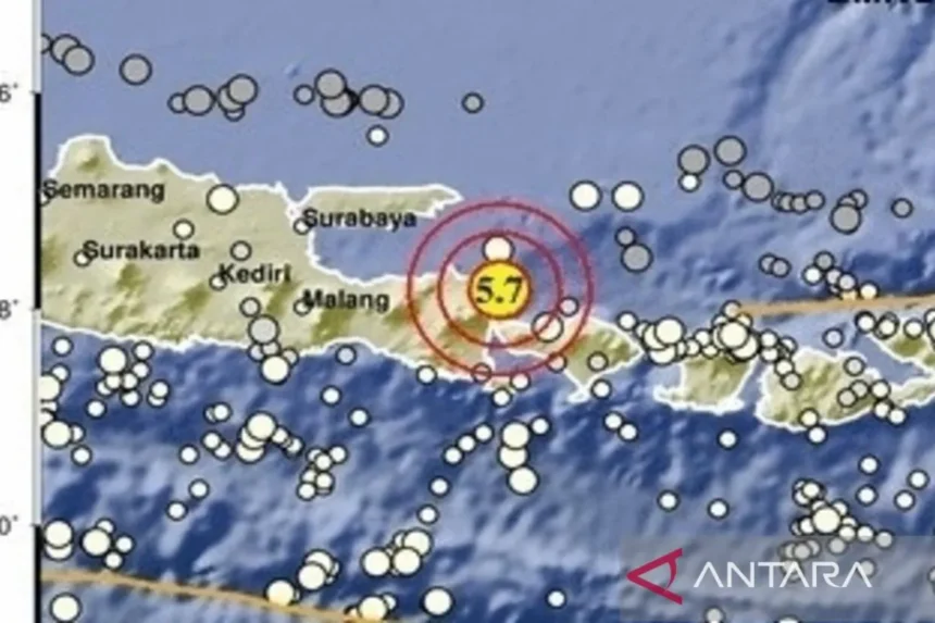 Titik gempa di Banyuwangi Kamis 25 September 2025 pukul 16.05 / Foto: Ist
