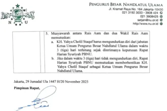 Tangkapan risalah dari Syuriah PBNU / Foto: Ist