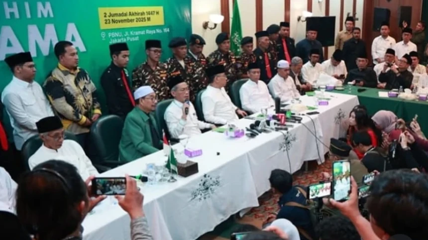 Para ulama PBNU bertemu untuk diskusi terkait persoalan internal/ Foto: capture NU Online