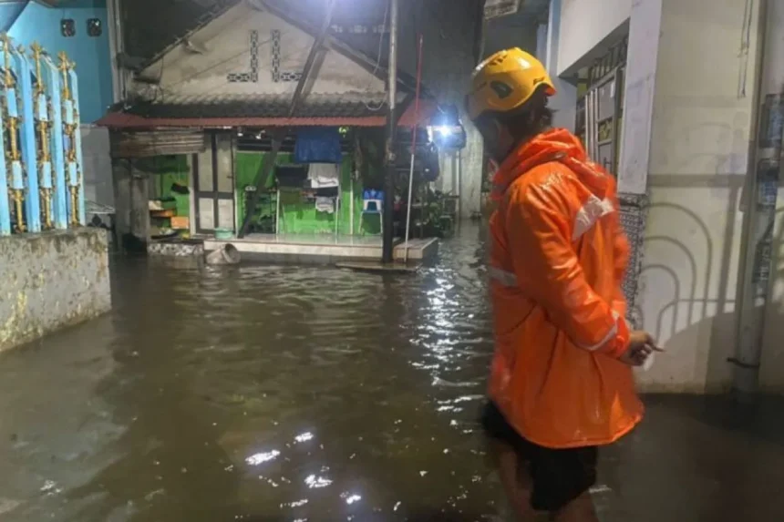 Petugas BPBD Pasuruan meninjau lokasi banjir di beberapa wilayah di Kabupaten Pasuruan, Jawa Timur / Foto: capture ANTARA