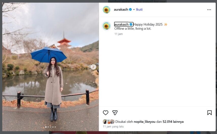 Tangkapan layar postingan Autra Kasih di Jepang/ Foto: instagram
