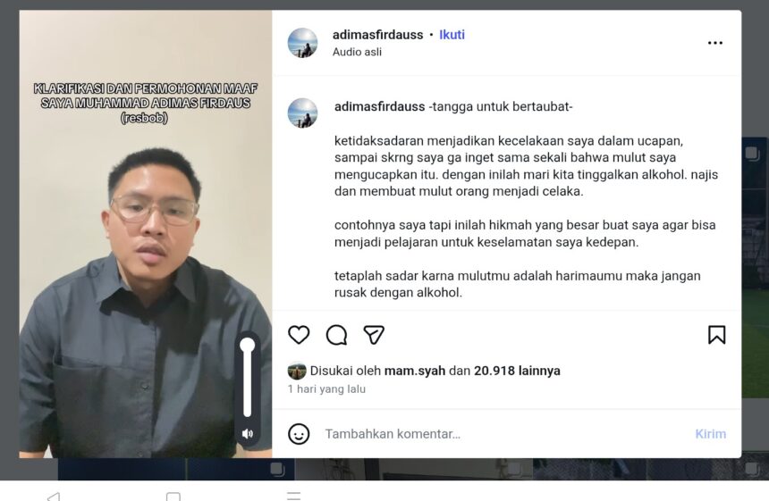Tangkapan layar Instagram Resbob/ Foto: Instagram