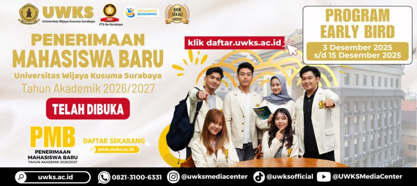 Banner pendaftaran mahasiswa baru Universitas Wijaya Kusuma Surabaya/ Foto: UWKS