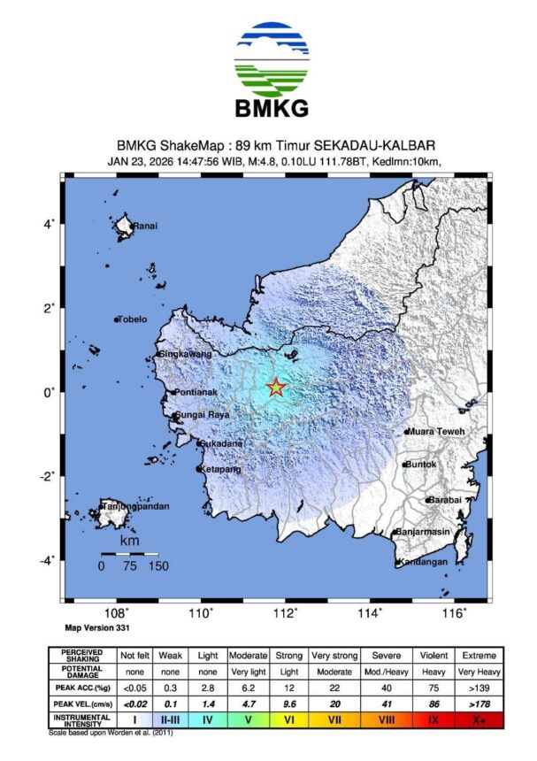 Lokasi titik gempa / Foto: BMKG