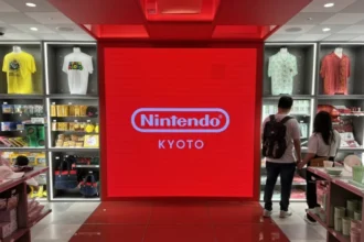 Logo Nintendo di sebuah gerai pasar game/ Foto: videogameschronicle