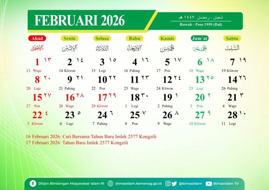Kalender Februari 2026/ Foto: Ist