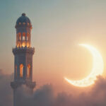 Ilustrasi masjid dan hilal/ Foto: freepik
