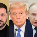 Presiden Ukraina Volodymyr Zelenskyy (kiri), Presiden AS Donald Trump dan Presiden Rusia Vladimir Putin/ Foto: Aljazeera