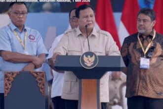 Presiden Prabowo saat di tengah massa buruh/ Foto: youtube