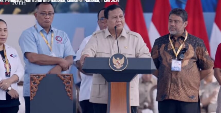 Presiden Prabowo saat di tengah massa buruh/ Foto: youtube
