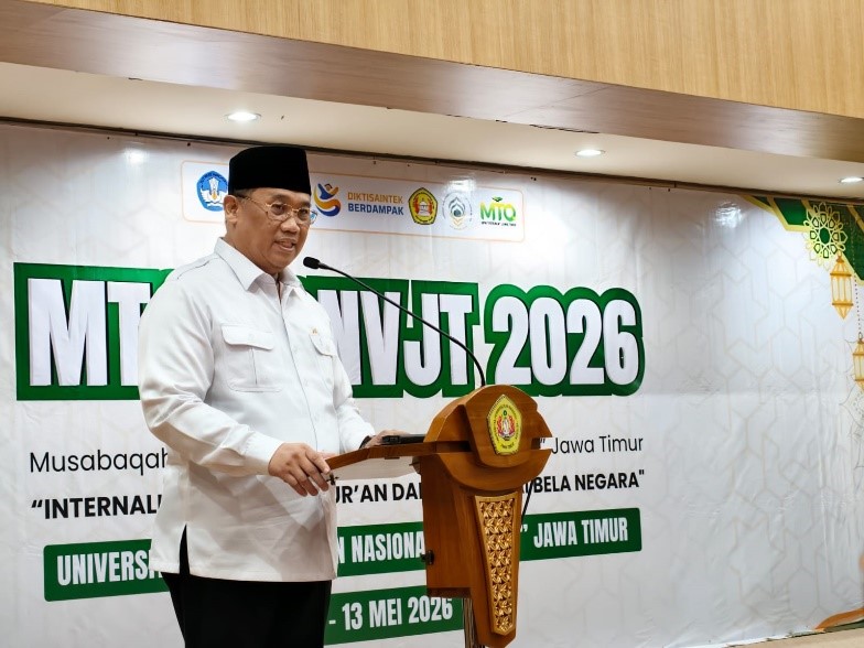Rektor UPN Veteran Jatim saat memberikan sambutan dalam acara MTQ 2026/dok.aktual.co.id