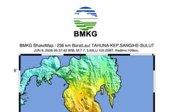 Lokasi Gempa Bumi mag 7,7/ Foto: BMKG