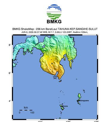 Lokasi Gempa Bumi mag 7,7/ Foto: BMKG