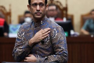 Nadiem Makarim dalam sidang korupsi/ Foto:CNN
