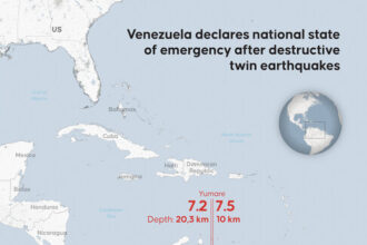 Lokasi titik gempa Venezuela/ Foto: Anadolu