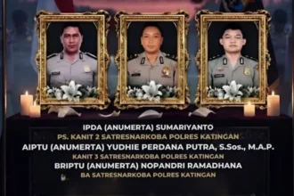 Tiga anggota Polres Katingan yang gugur dalam operasi penangkapan pelaku kasus narkoba/ Foto: ANTARA
