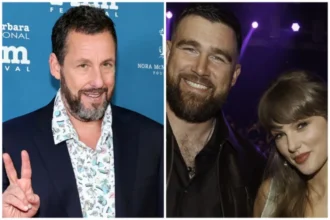 Adam Sandler (kiri) pasangan Travis Kelce dan Taylor Swift/ Foto: variety