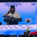 Presiden Prabowo Subianto menyampaikan sambutan pada acara peringatan Hari Koperasi Nasional ke-79 di Indonesia Arena/ Foto: ANTARA