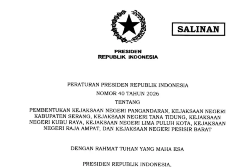 Tangkapan layar - Lembar salinan dokumen Perpres RI Nomor 40 Tahun 2026/ Foto: ANTARA