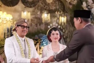 Tangkapan layar pernikahan Andre Taulany dan Amanda Rigby/ Foto: Ist