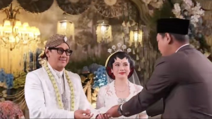 Tangkapan layar pernikahan Andre Taulany dan Amanda Rigby/ Foto: Ist