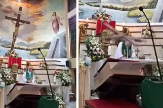 Moment saat salib menimpa pastor di Ekuador/ Foto: IG
