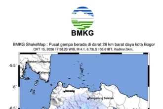 Lokasi gempa bumi di Kota Bogor/ Foto: BMKG